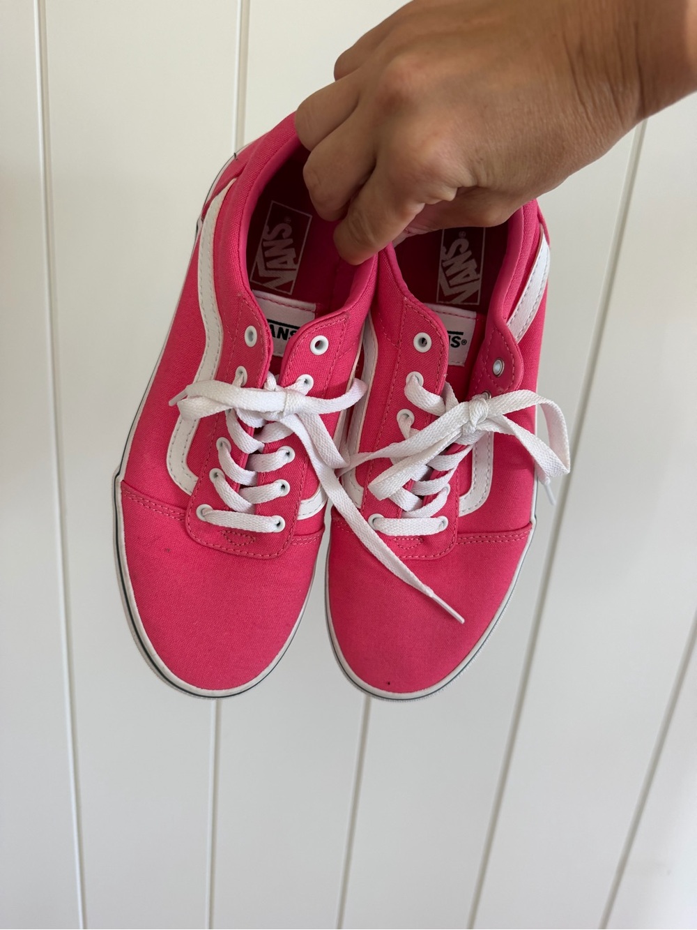 Vans Pink Canvas Low-Top Sneakers with White Stripe - Picture 3 of 5